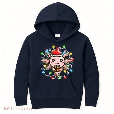 Cute Festive Christmas Santa Axolotl Kids Hoodie