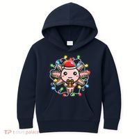 Cute Festive Christmas Santa Axolotl Kids Hoodie thumb 0
