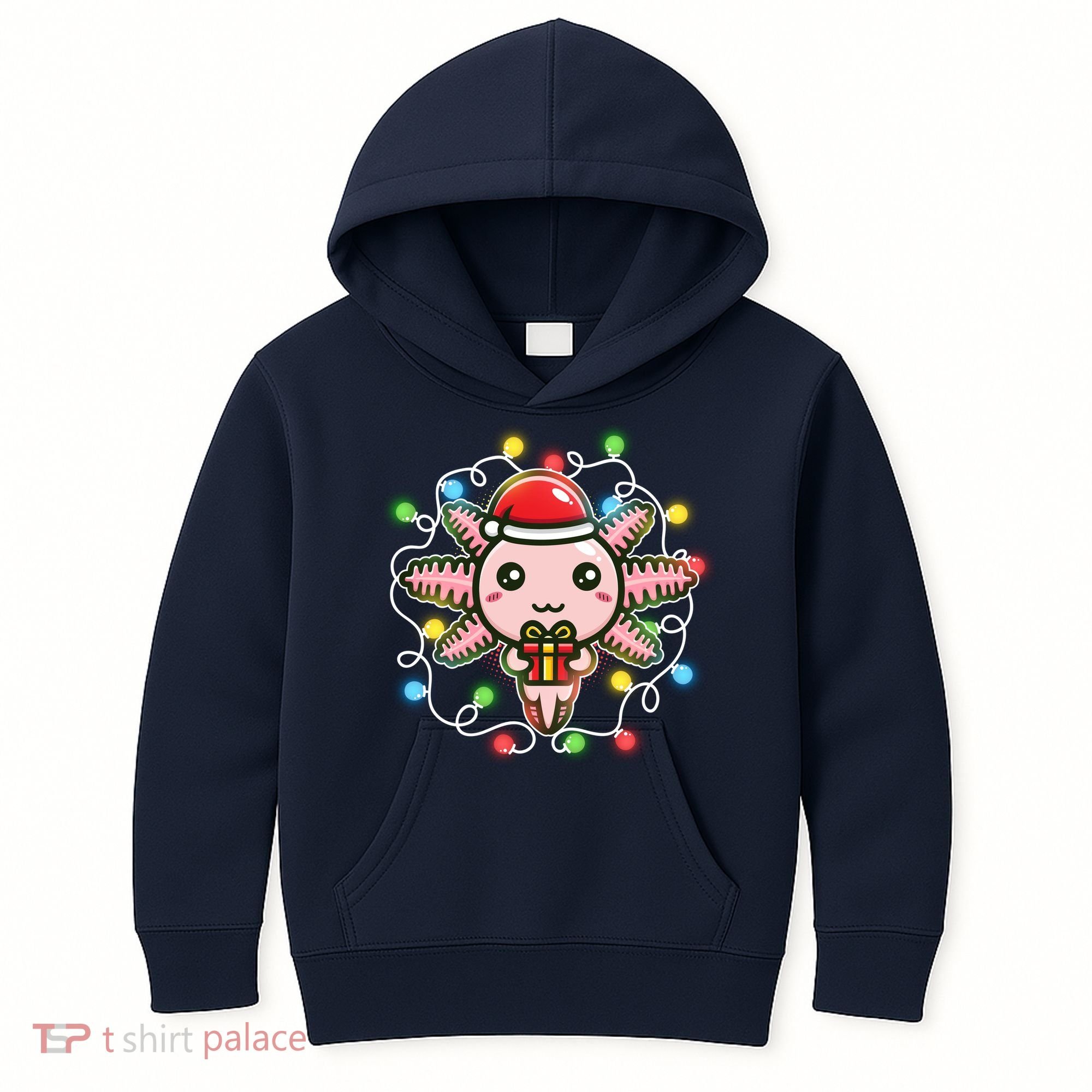 Cute Festive Christmas Santa Axolotl Kids Hoodie