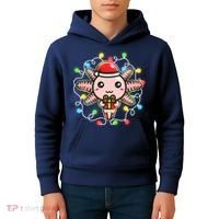 Cute Festive Christmas Santa Axolotl Kids Hoodie thumb 4