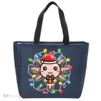 Cute Festive Christmas Santa Axolotl Tote Bag thumb 0