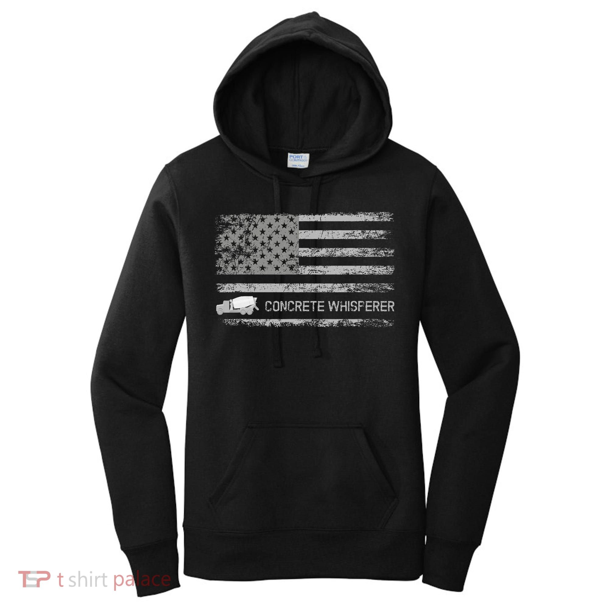 Concrete Finisher Concrete Whisperer American Flag Patriotic Women's Hoodie
