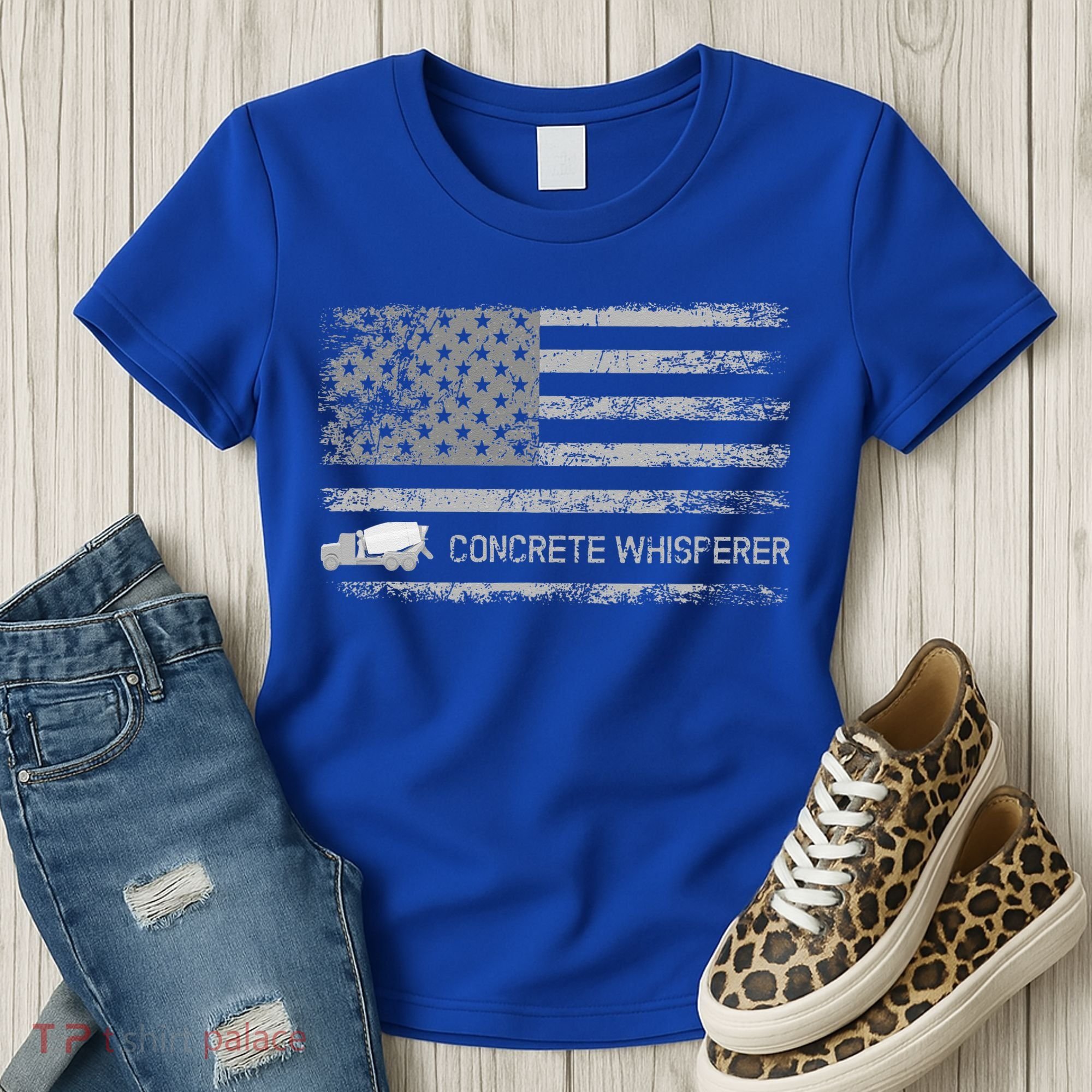 Concrete Finisher Concrete Whisperer American Flag Patriotic Women's T-Shirt