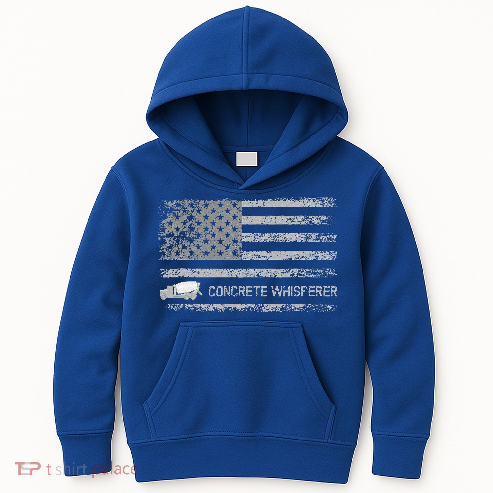 Concrete Finisher Concrete Whisperer American Flag Patriotic Kids Hoodie