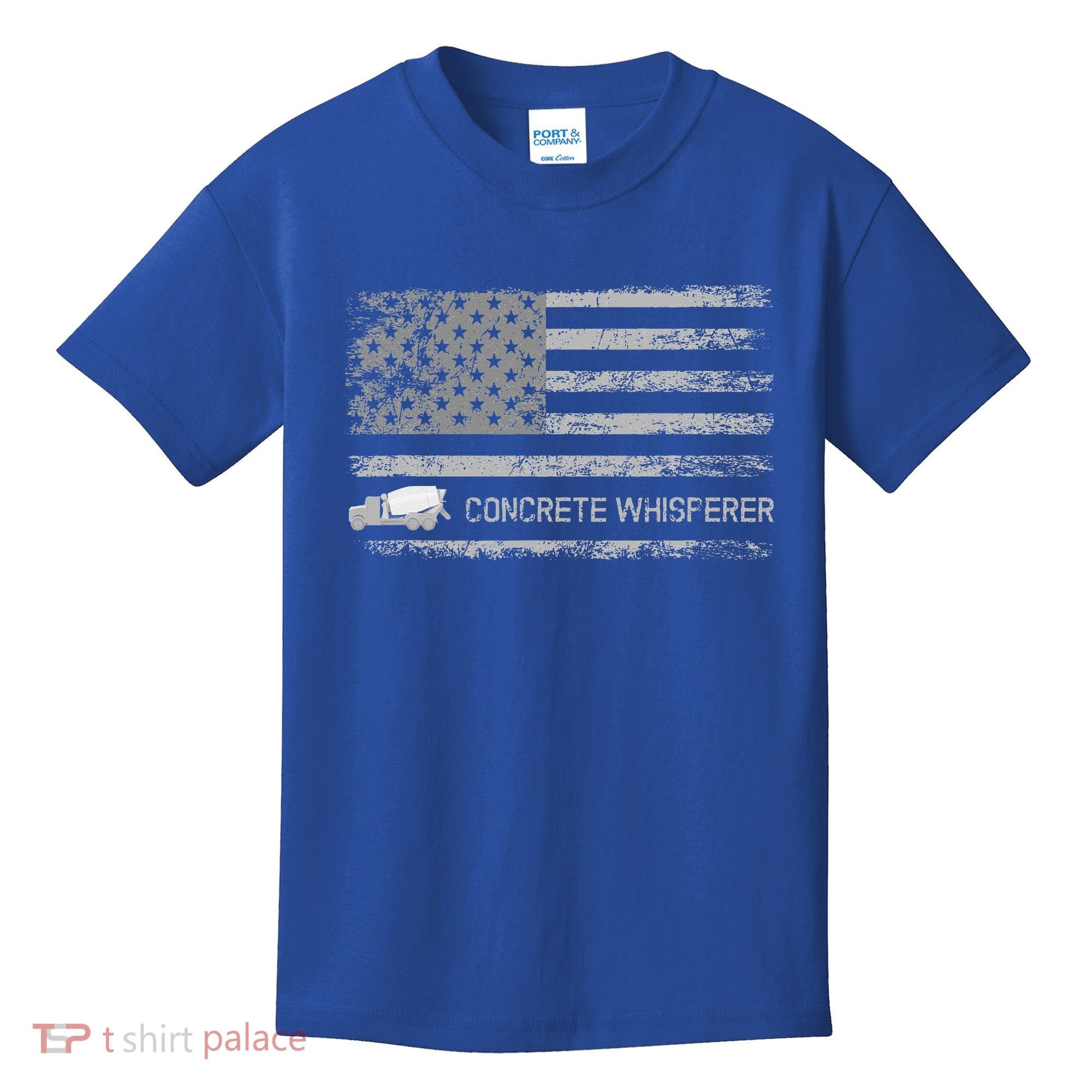 Concrete Finisher Concrete Whisperer American Flag Patriotic Kids T-Shirt