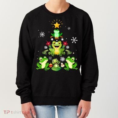 Cute frog Christmas Tree Lights Xmas Holidays Women's Sweatshirt