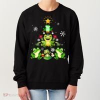 Cute frog Christmas Tree Lights Xmas Holidays Women's Sweatshirt thumb 0