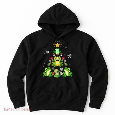 Cute frog Christmas Tree Lights Xmas Holidays Hoodie