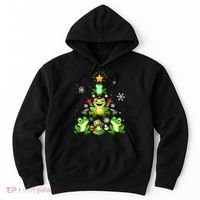 Cute frog Christmas Tree Lights Xmas Holidays Hoodie thumb 0