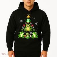 Cute frog Christmas Tree Lights Xmas Holidays Hoodie thumb 2
