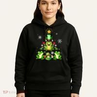 Cute frog Christmas Tree Lights Xmas Holidays Hoodie thumb 5