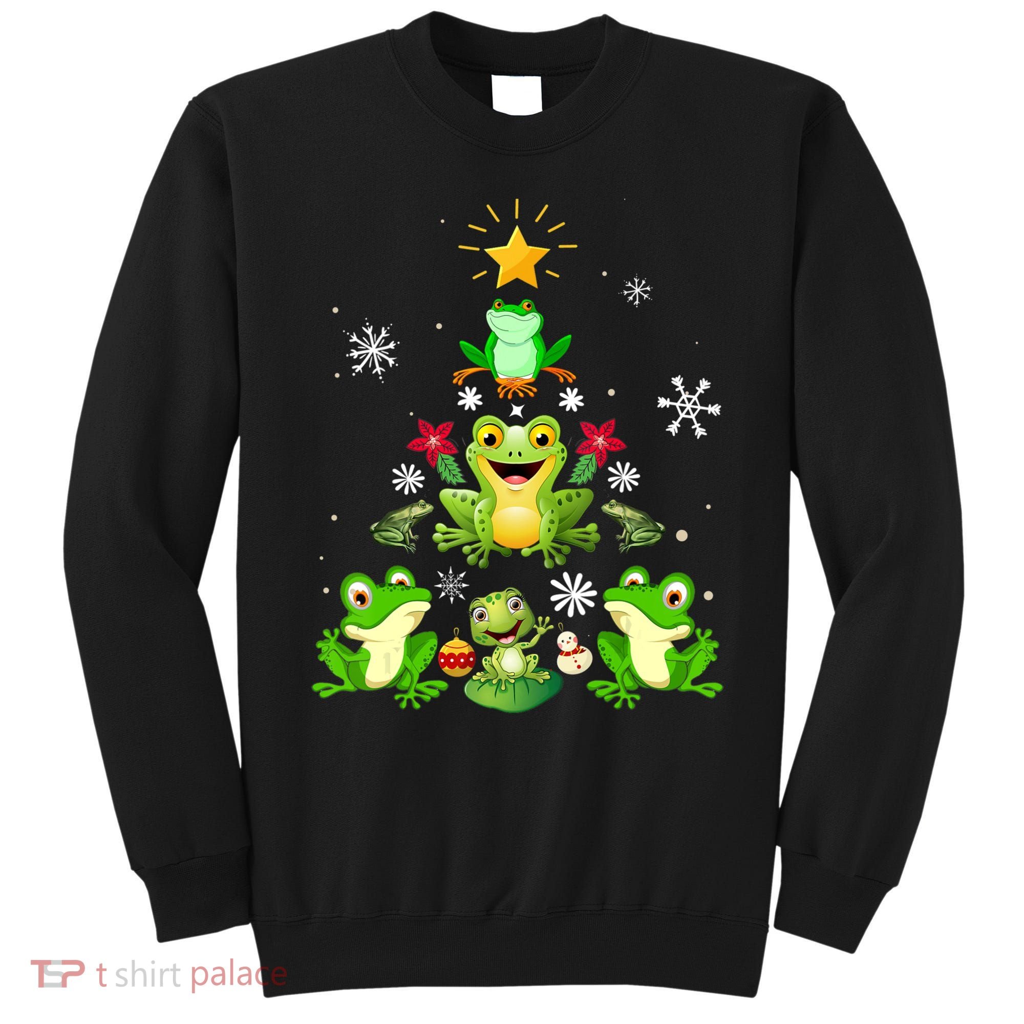 Cute frog Christmas Tree Lights Xmas Holidays Sweatshirt