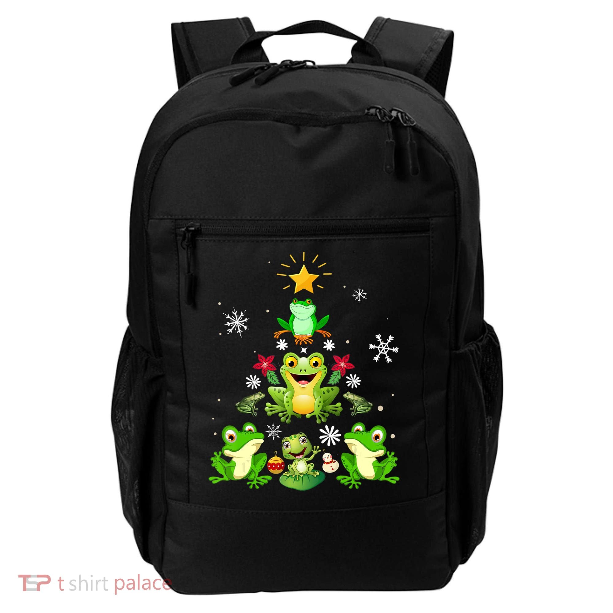 Cute frog Christmas Tree Lights Xmas Holidays Backpack