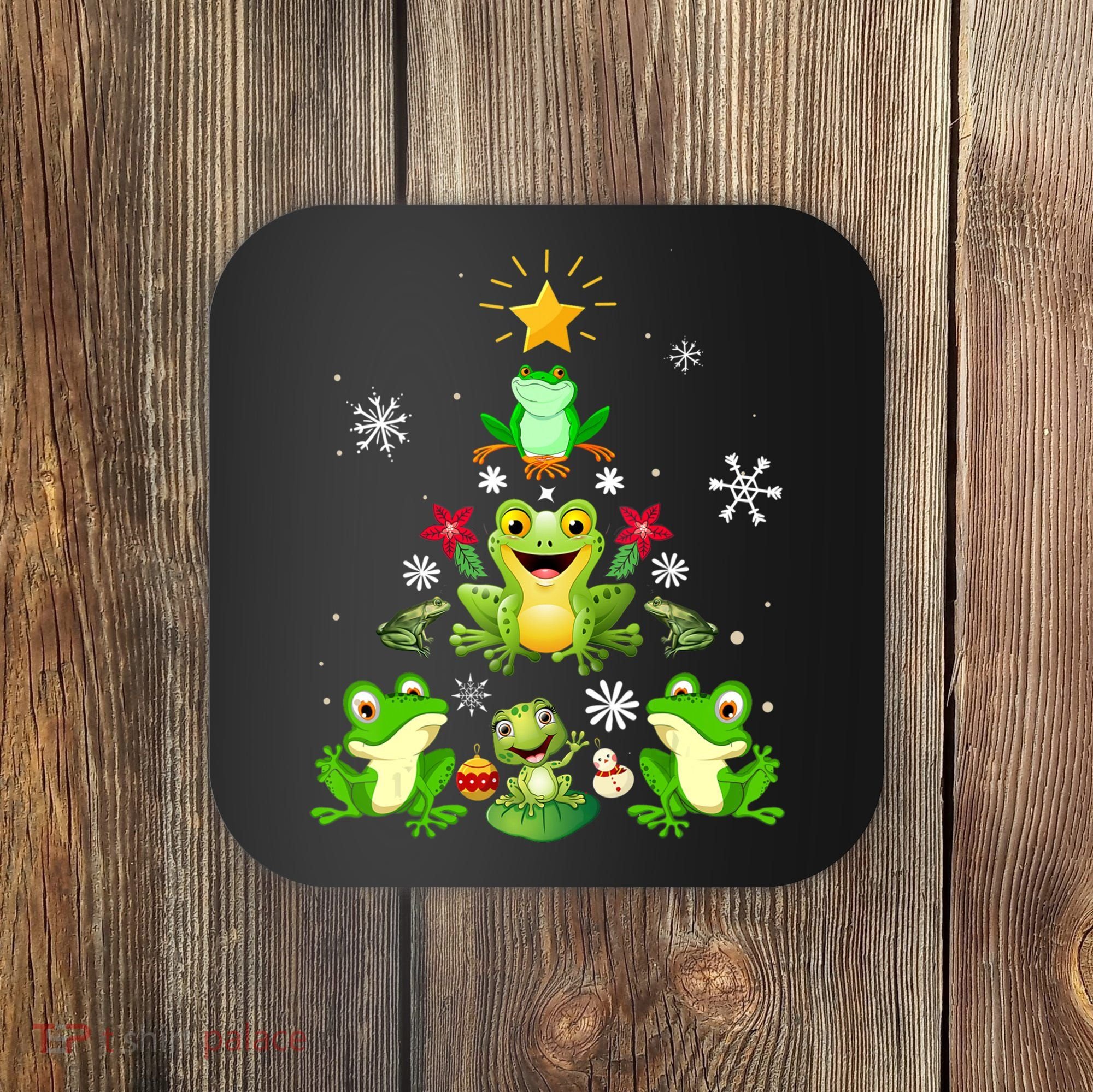 Cute frog Christmas Tree Lights Xmas Holidays Coaster