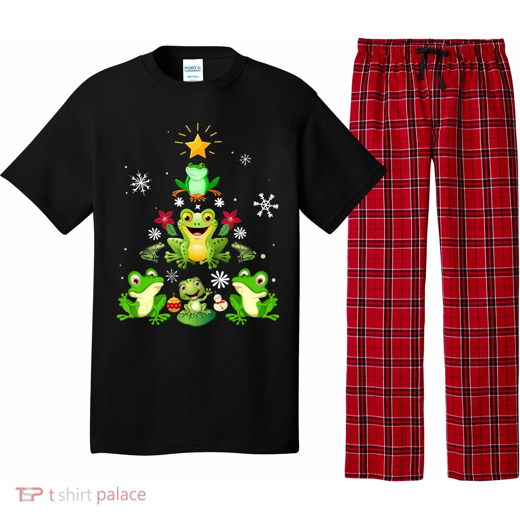 Cute frog Christmas Tree Lights Xmas Holidays Pajama Set