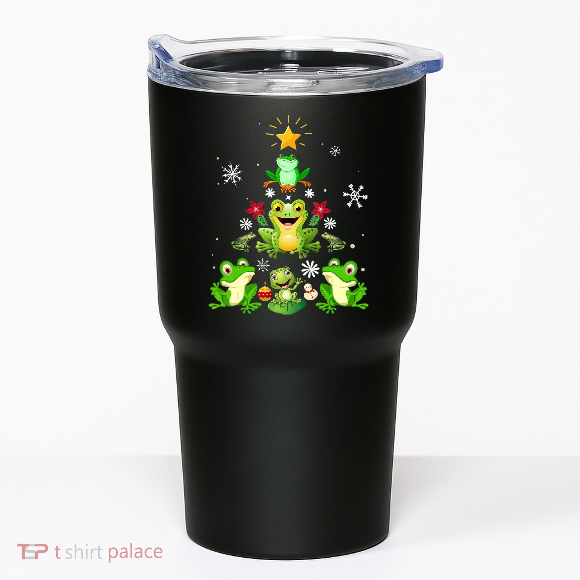 Cute frog Christmas Tree Lights Xmas Holidays Tumbler