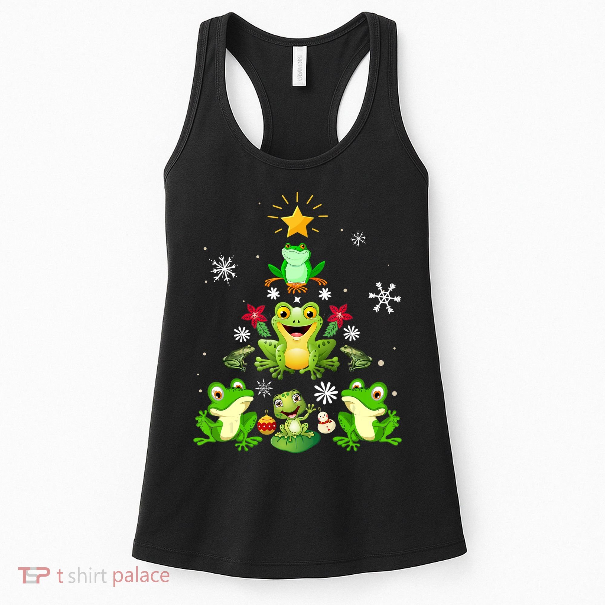 Cute frog Christmas Tree Lights Xmas Holidays Women's Tank Top