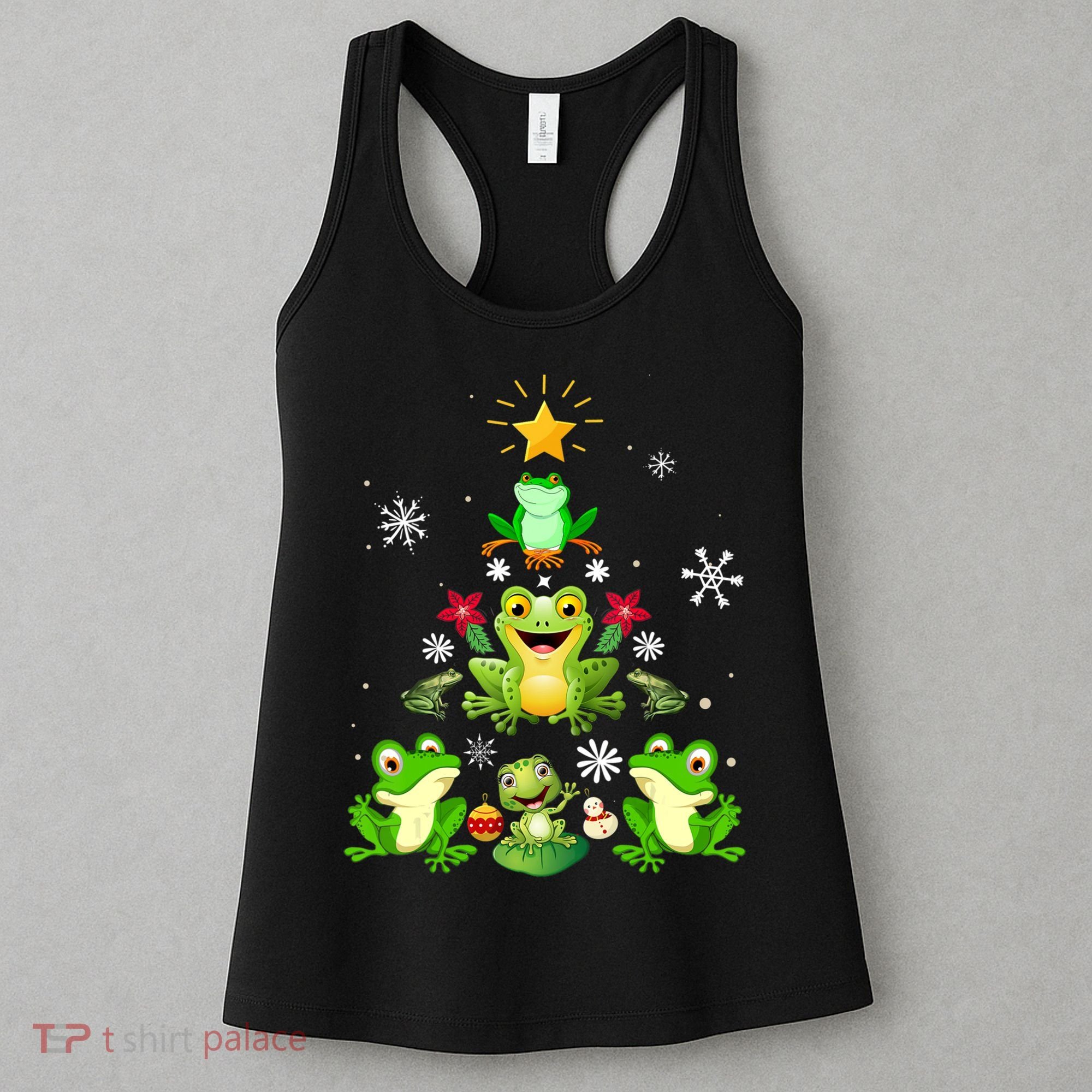Cute frog Christmas Tree Lights Xmas Holidays Women's Tank Top
