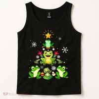 Cute frog Christmas Tree Lights Xmas Holidays Tank Top thumb 2