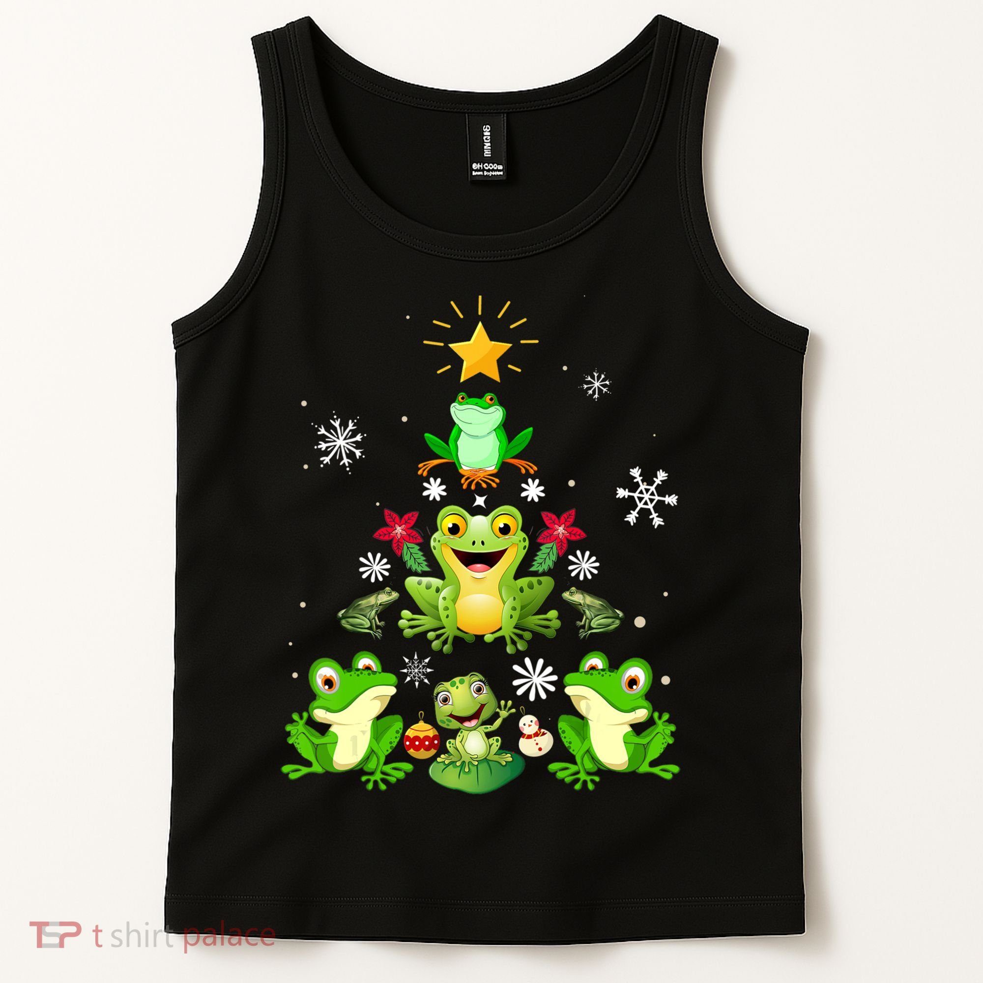 Cute frog Christmas Tree Lights Xmas Holidays Tank Top