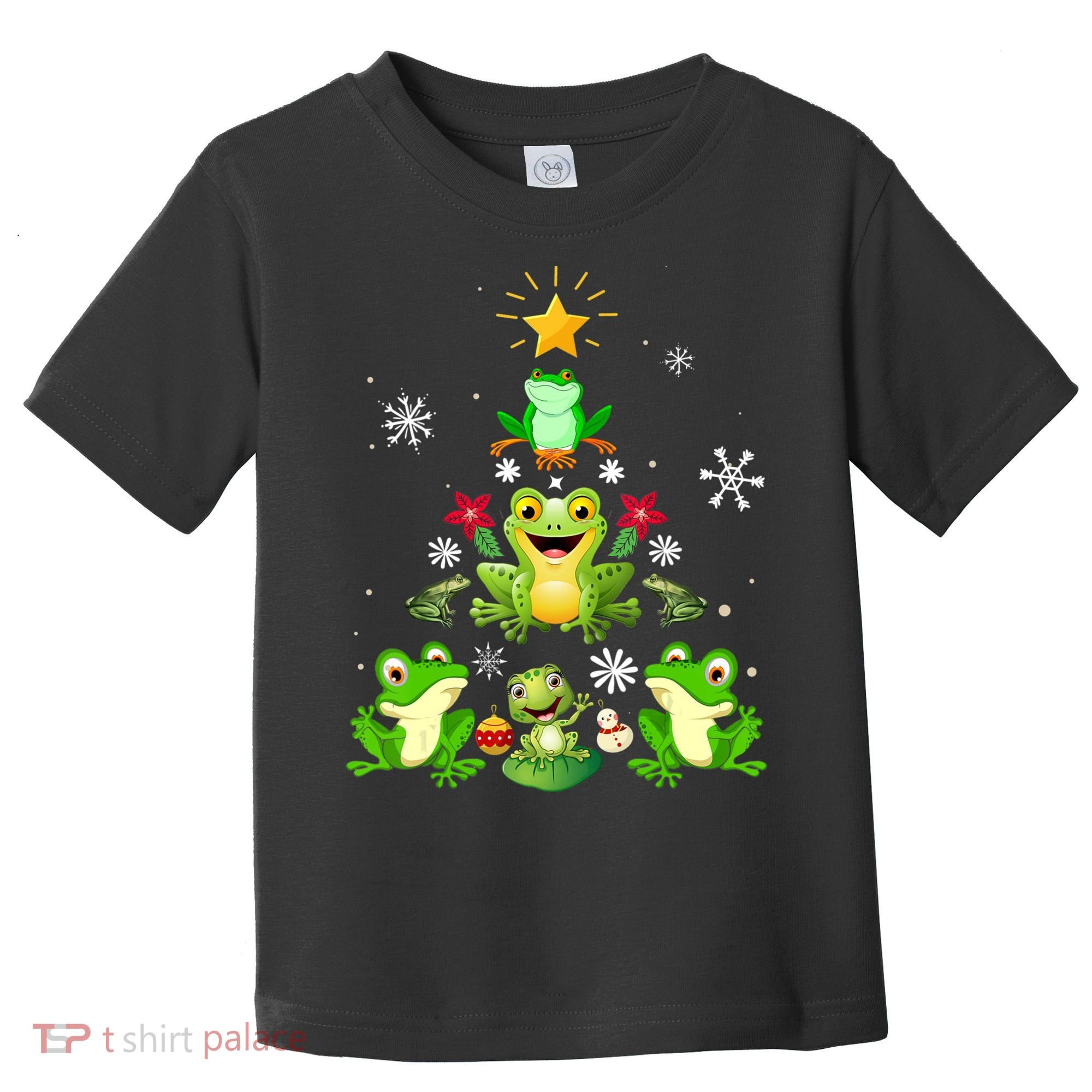 Cute frog Christmas Tree Lights Xmas Holidays Toddler T-Shirt