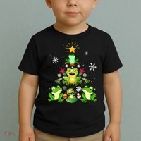 Cute frog Christmas Tree Lights Xmas Holidays Toddler T-Shirt thumb 2