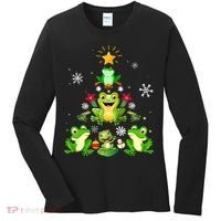 Cute frog Christmas Tree Lights Xmas Holidays Women's Long Sleeve Shirt thumb 0