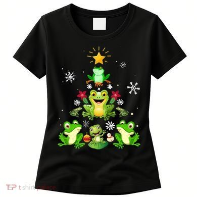 Cute frog Christmas Tree Lights Xmas Holidays Women's T-Shirt