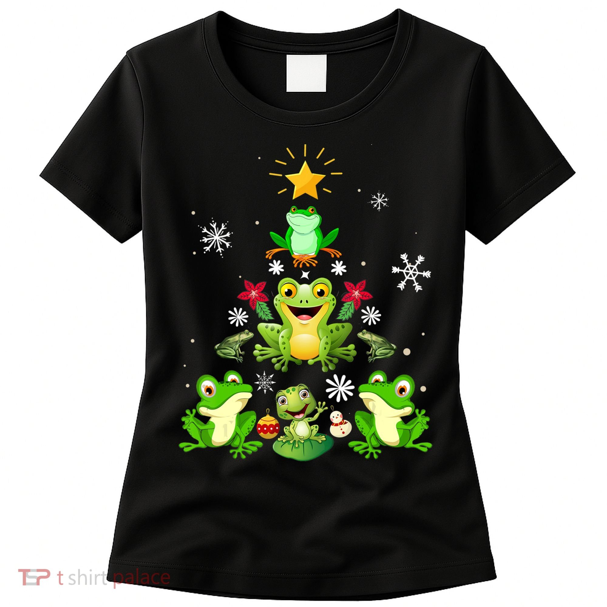 Cute frog Christmas Tree Lights Xmas Holidays Women's T-Shirt