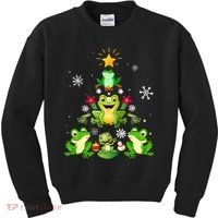 Cute frog Christmas Tree Lights Xmas Holidays Kids Sweatshirt thumb 0