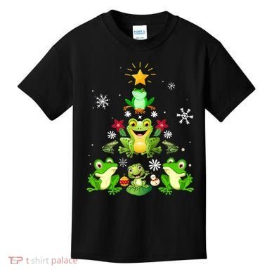 Cute frog Christmas Tree Lights Xmas Holidays Kids T-Shirt