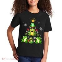 Cute frog Christmas Tree Lights Xmas Holidays Kids T-Shirt thumb 2