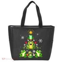 Cute frog Christmas Tree Lights Xmas Holidays Tote Bag thumb 0