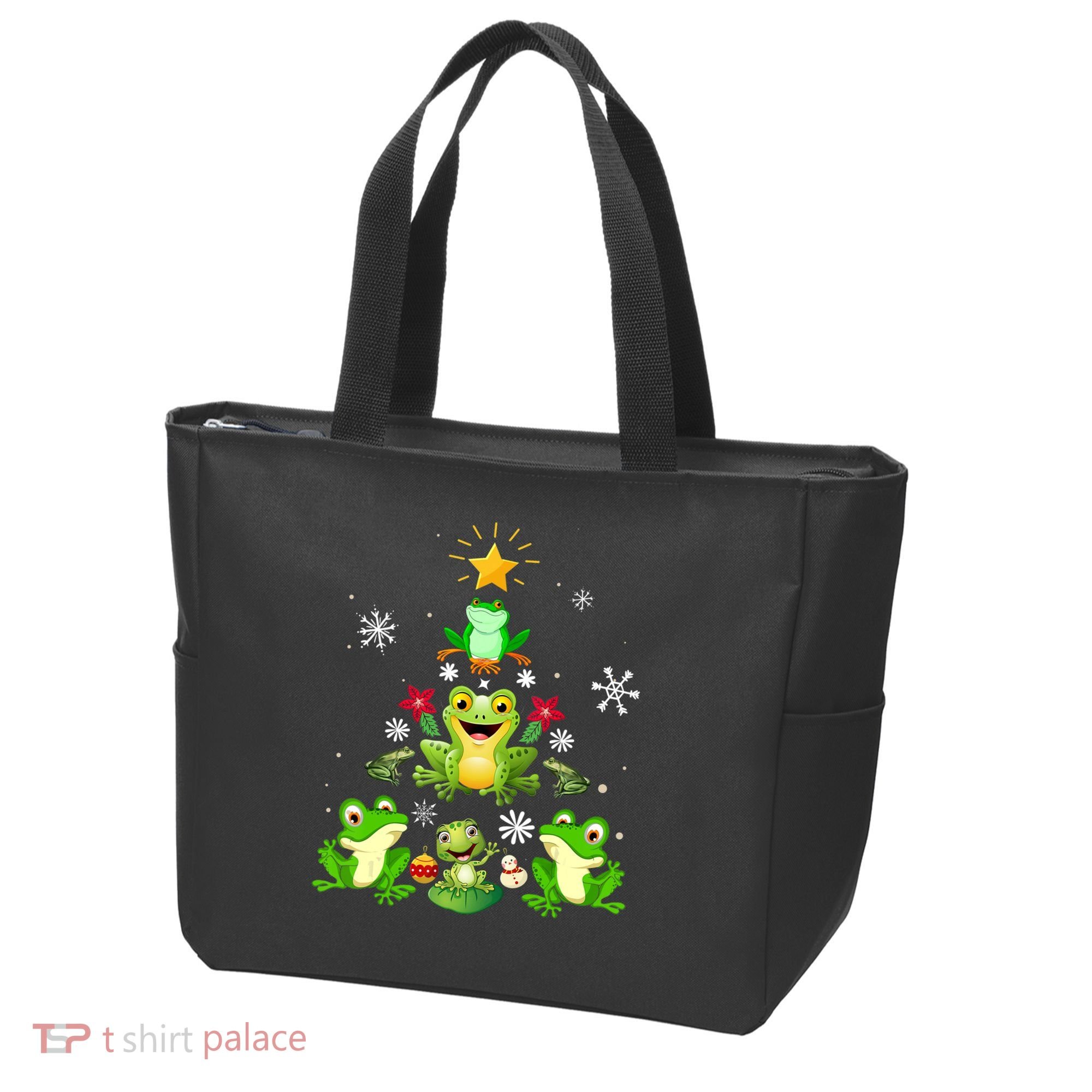 Cute frog Christmas Tree Lights Xmas Holidays Tote Bag