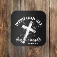 Christian Faith Cross Jesus With God All Things Are Possible Coaster thumb 0