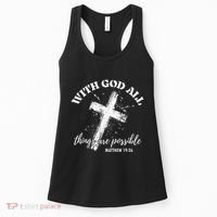 Christian Faith Cross Jesus With God All Things Are Possible Women's Tank Top thumb 0