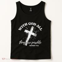 Christian Faith Cross Jesus With God All Things Are Possible Tank Top thumb 2