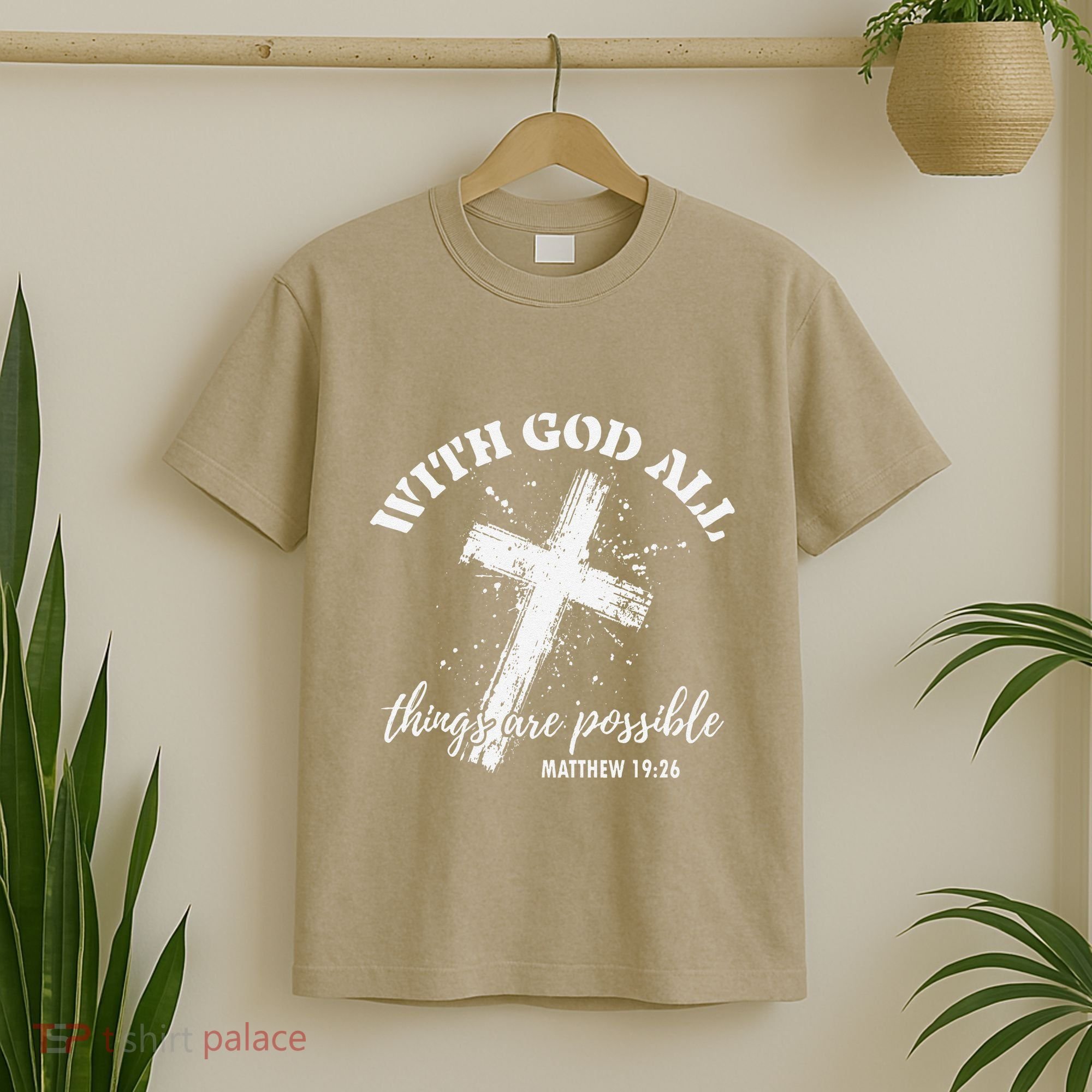 Christian Faith Cross Jesus With God All Things Are Possible T-Shirt