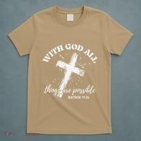 Christian Faith Cross Jesus With God All Things Are Possible T-Shirt thumb 5