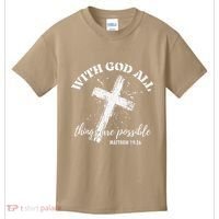 Christian Faith Cross Jesus With God All Things Are Possible Kids T-Shirt thumb 0