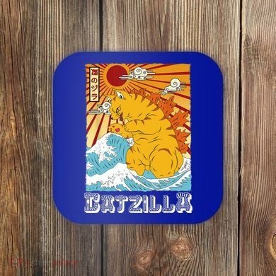 Catzilla Funny Cat Design, Funny Cat Cloth, Cat Lovers Coaster