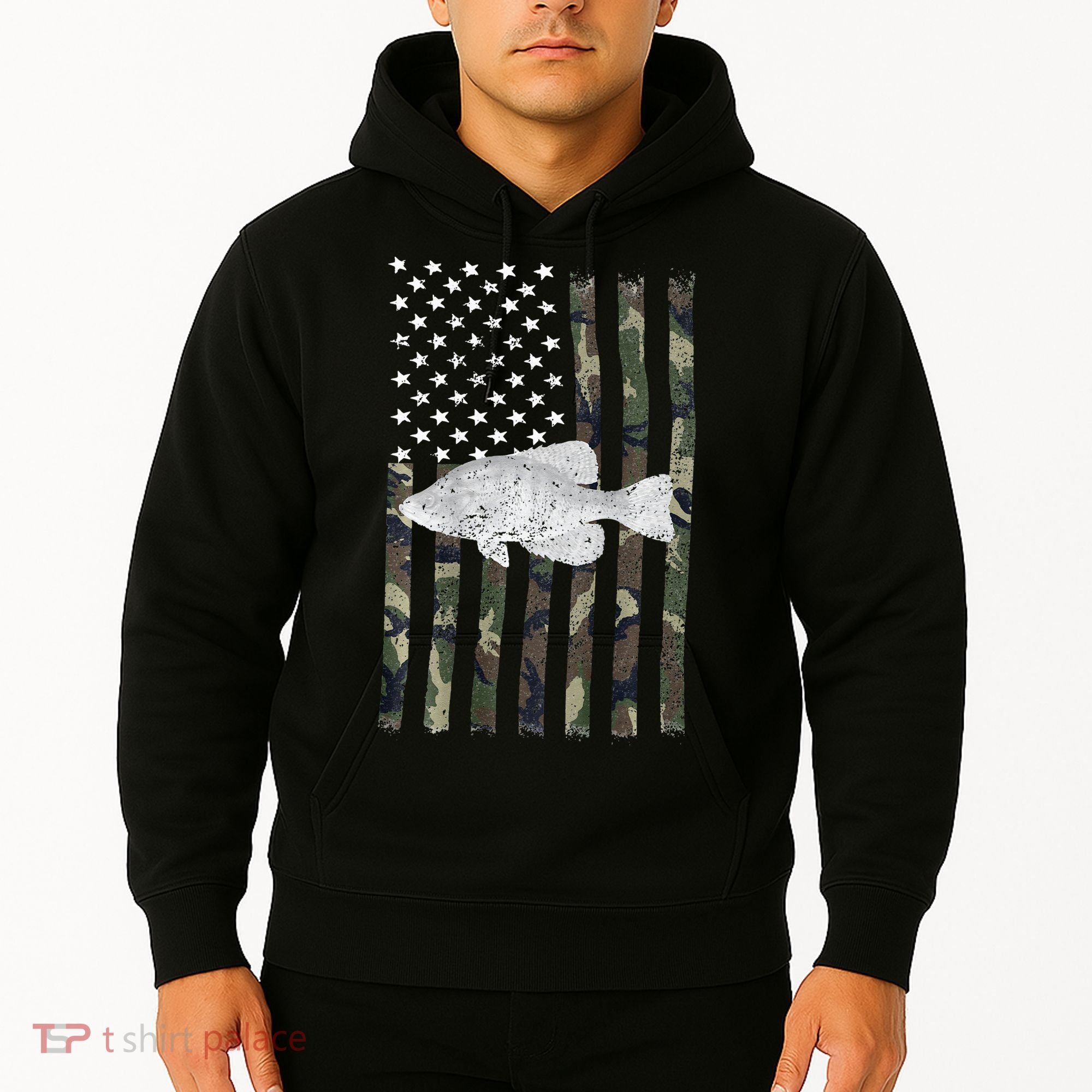 Crappie Fishing Camo Flag (On Back) Hoodie