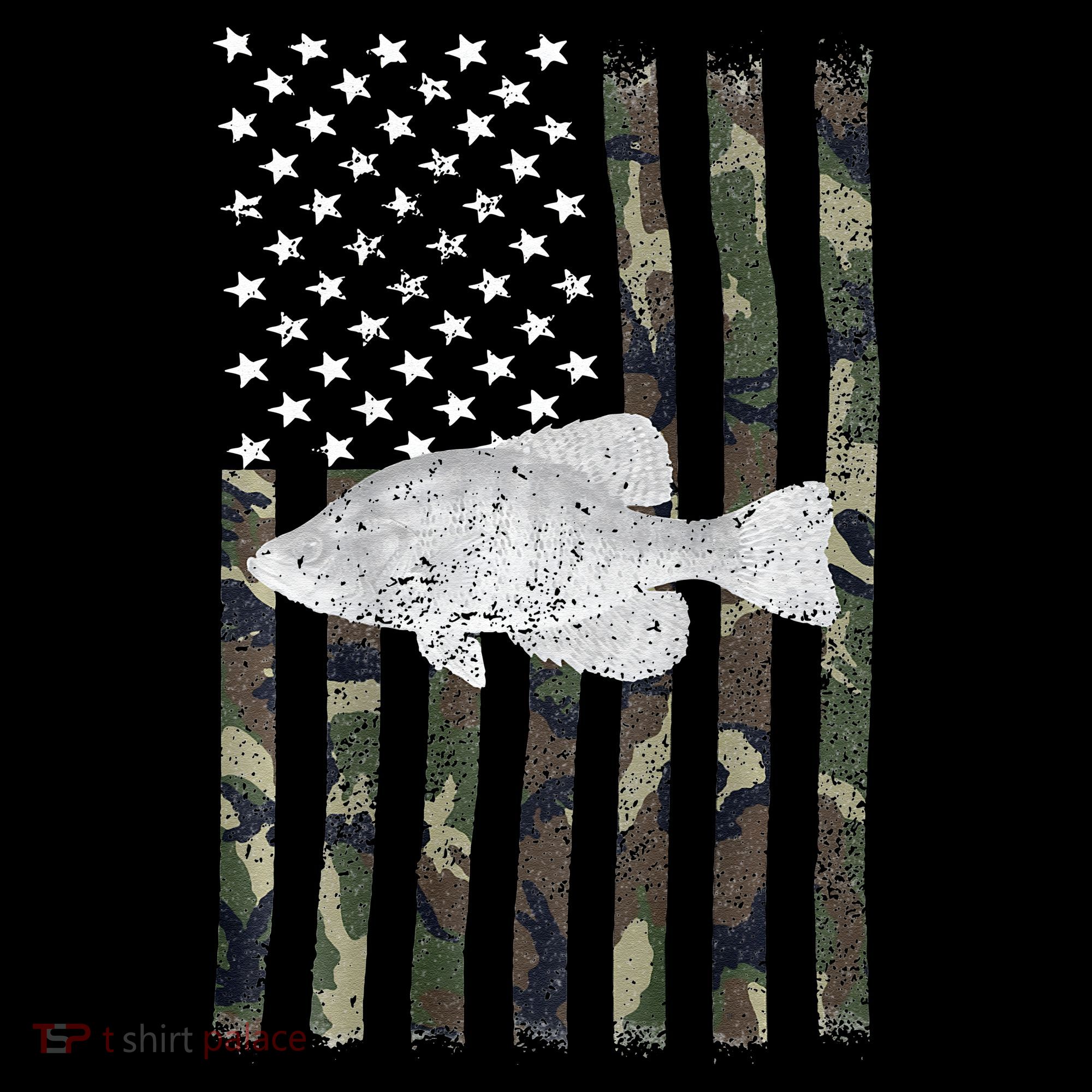 Crappie Fishing Camo Flag (On Back) T-Shirt
