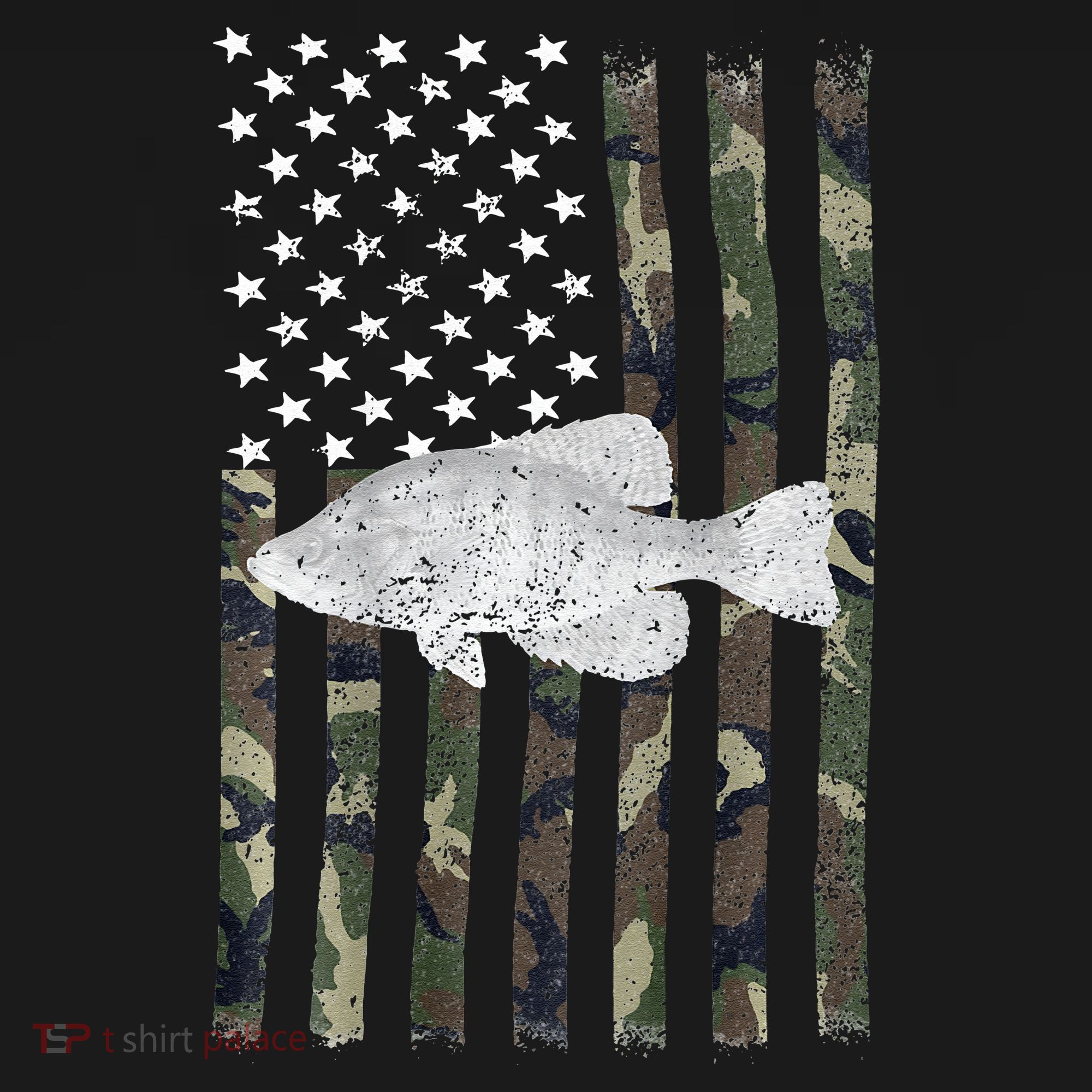 Crappie Fishing Camo Flag (On Back) Polo