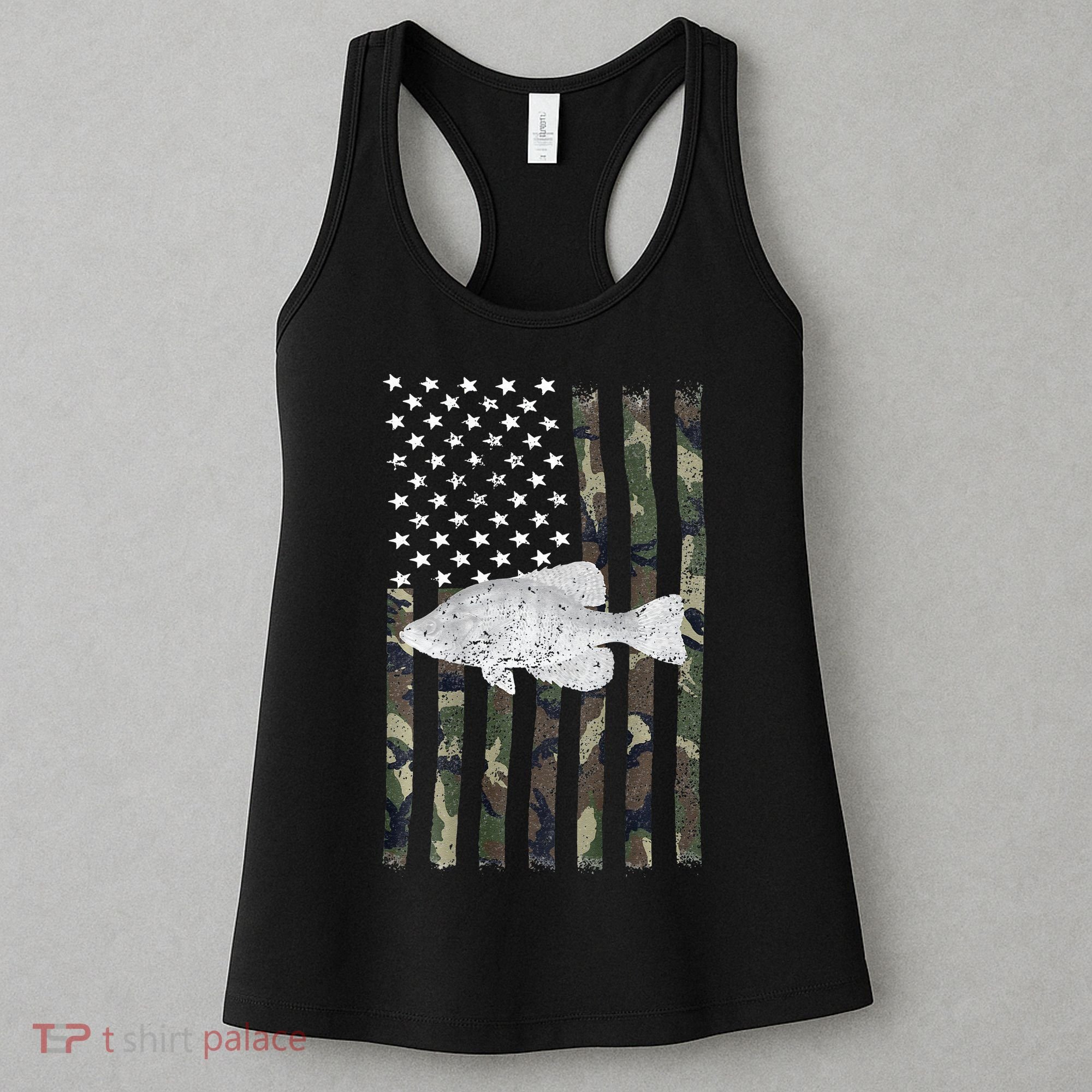 Crappie Fishing Camo Flag (On Back) Women's Tank Top