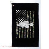 Crappie Fishing Camo Flag (On Back) Golf Towel thumb 0