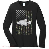 Crappie Fishing Camo Flag (On Back) Women's Long Sleeve Shirt thumb 0