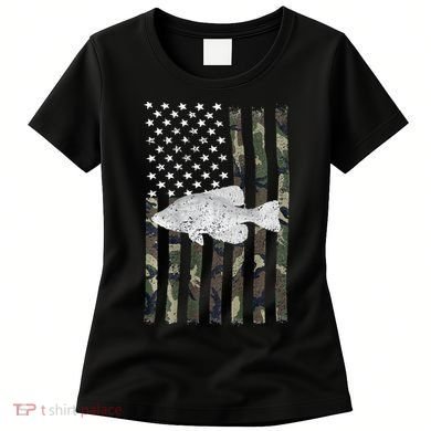 Crappie Fishing Camo Flag (On Back) Women's T-Shirt