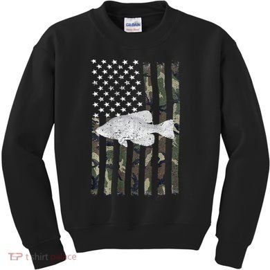 Crappie Fishing Camo Flag (On Back) Kids Sweatshirt