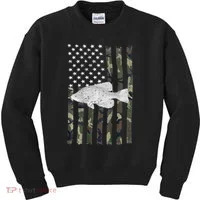 Crappie Fishing Camo Flag (On Back) Kids Sweatshirt thumb 0